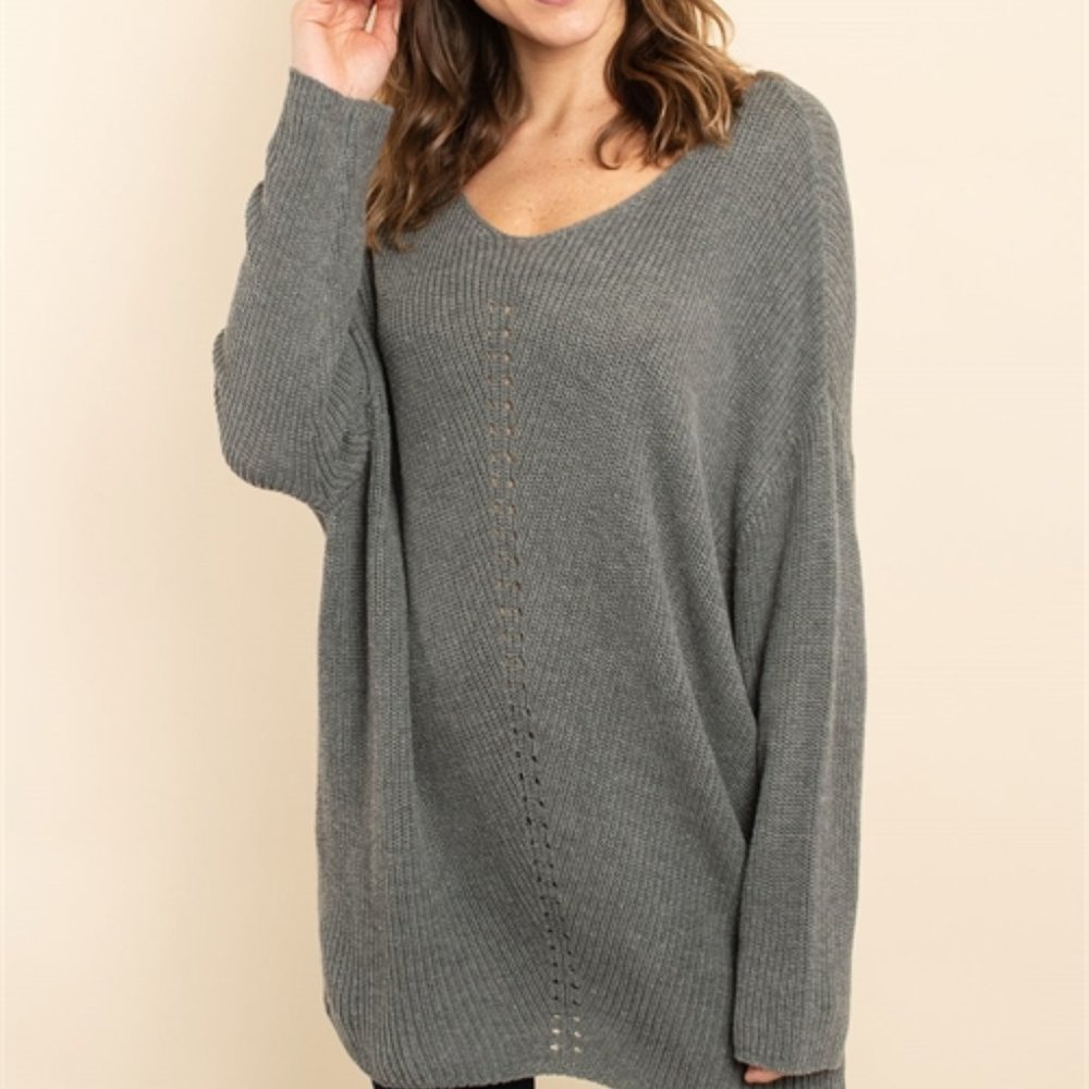 Grey tunic sweater top - Picture 4 of 9